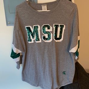 PINK MSU Size M Baseball Style Shirt